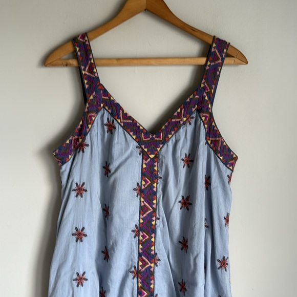 Sundance Blue Boho Wandering Soul Embroidered Midi Sleeveless Dress MP - Picture 3 of 12